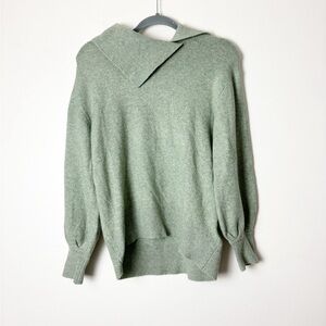 MONSOON • Women’s Sage Green Asymmetrical Popover Collar Sweater Size Small